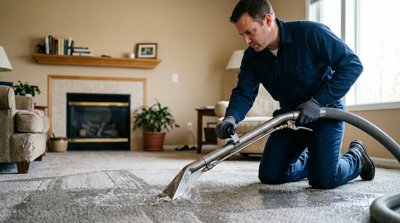 Water damage restoration technician working near Crittenden, KY